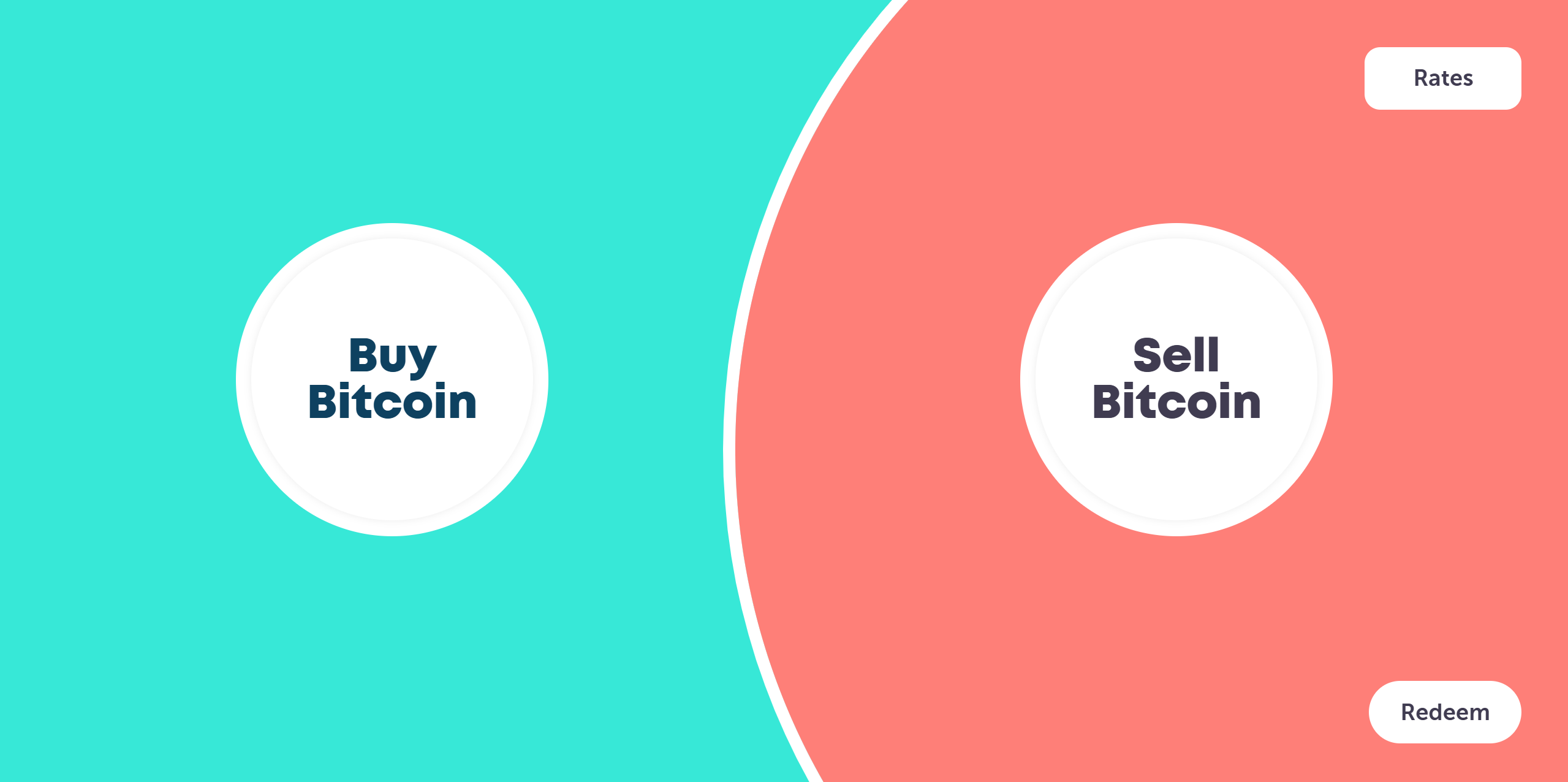 ATM screen showing Buy Bitcoin and Sell Bitcoin